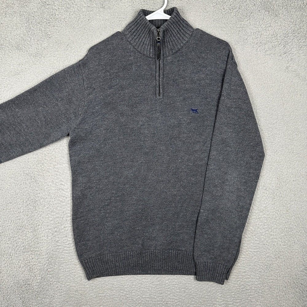 Rodd Gunn Sweater Mens Medium Quarter-Zip Grey Australian Cotton Pullover EUC